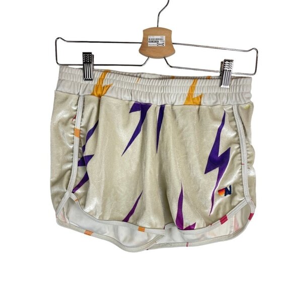 Aviator Nation Lightning Bolt Repeat Velvet Shorts Cream Multicolor Size XL - Picture 1 of 5
